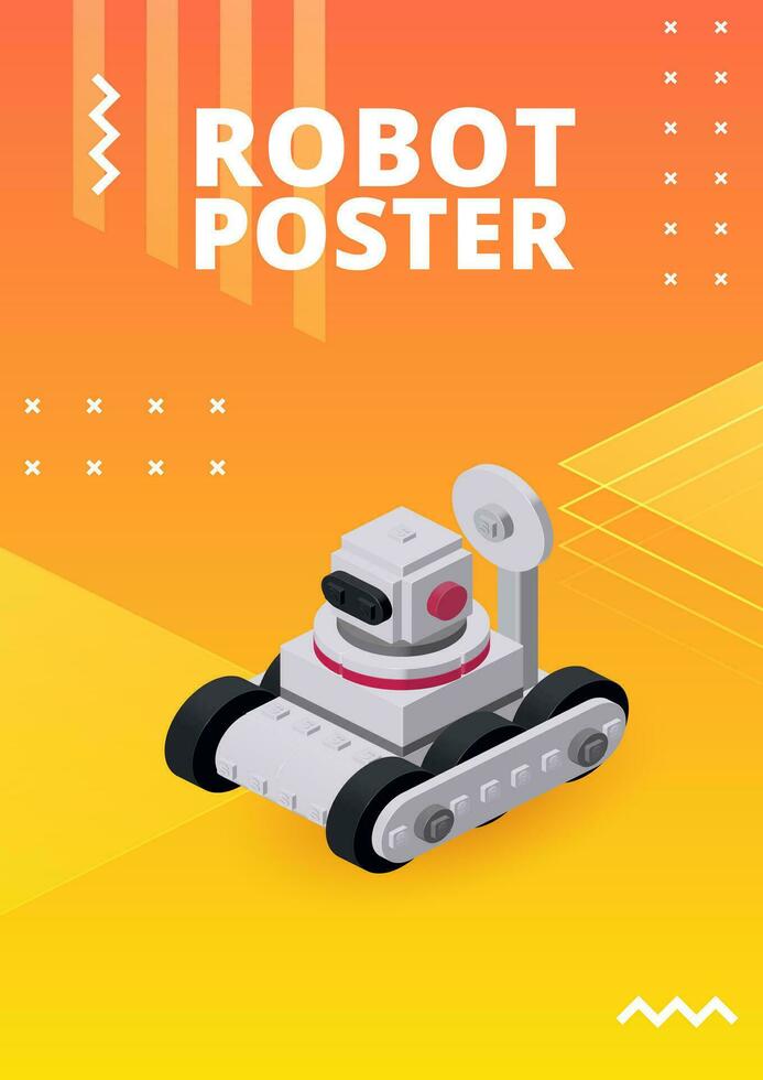 rover robot poster voor afdrukken en ontwerp. vector illustratie.