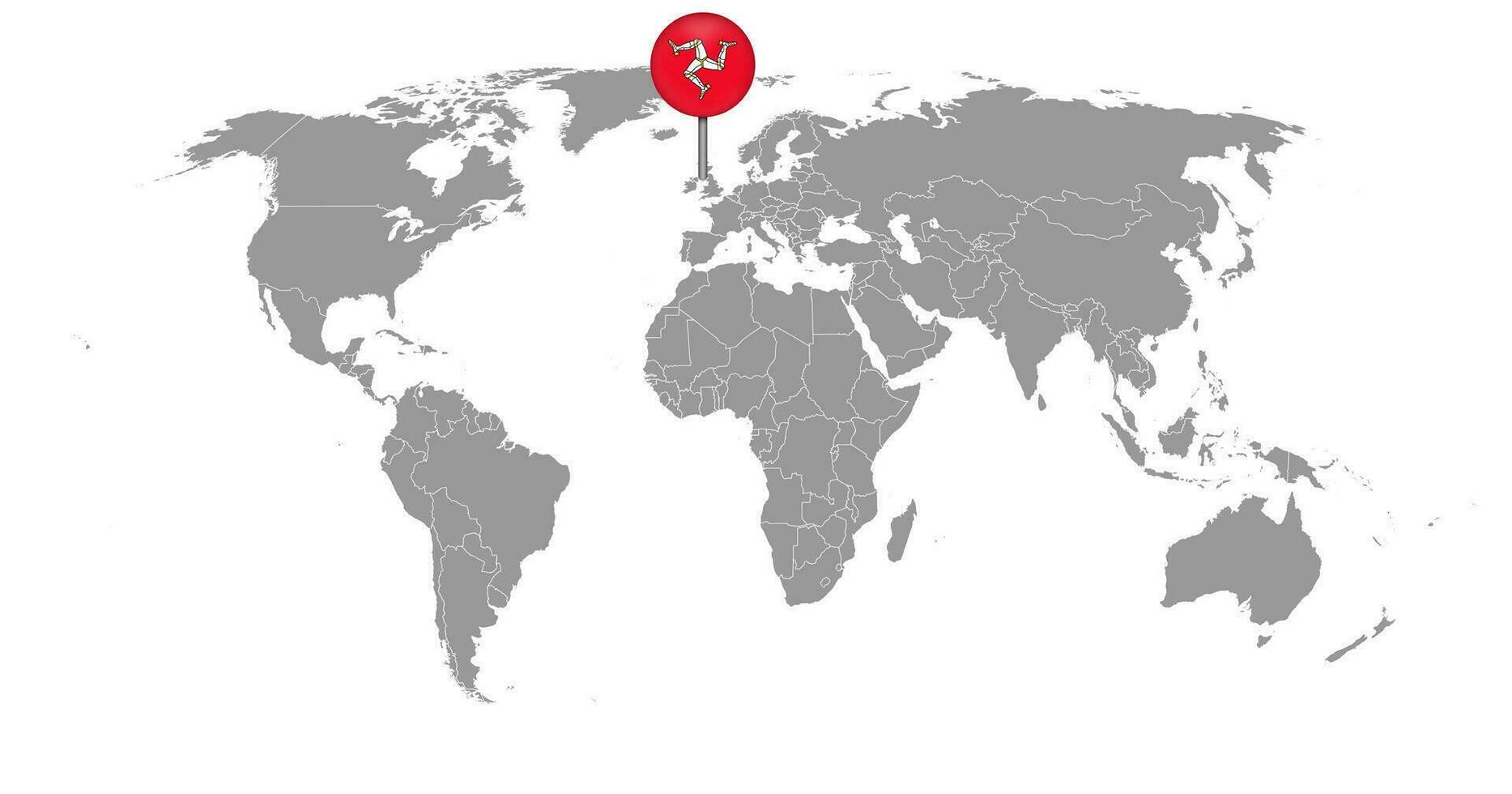 speldkaart met de vlag van het eiland man op de wereldkaart. vectorillustratie. vector
