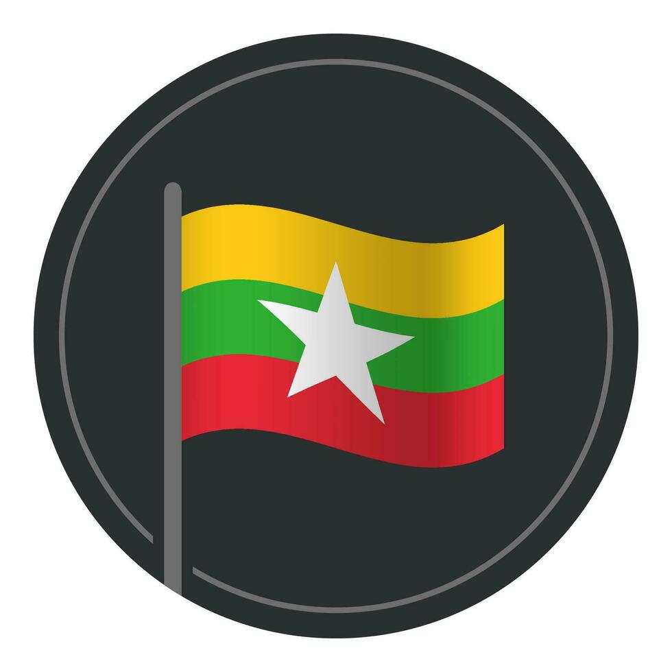 abstract Myanmar vlag vlak icoon in cirkel geïsoleerd Aan wit achtergrond vector