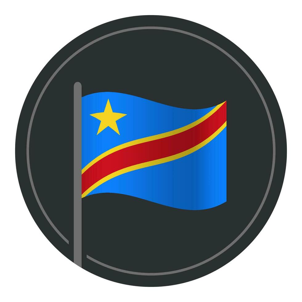 abstract democratisch republiek van de Congo vlag vlak icoon in cirkel geïsoleerd Aan wit achtergrond vector