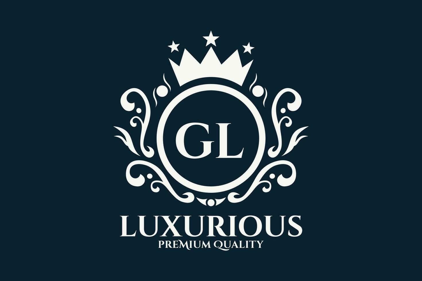 eerste brief gl Koninklijk luxe logo sjabloon in vector kunst voor luxueus branding vector illustratie.