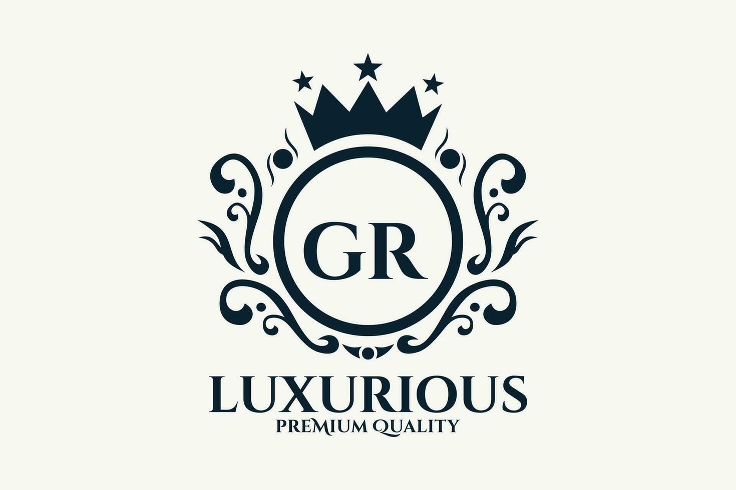 eerste brief gr Koninklijk luxe logo sjabloon in vector kunst voor luxueus branding vector illustratie.