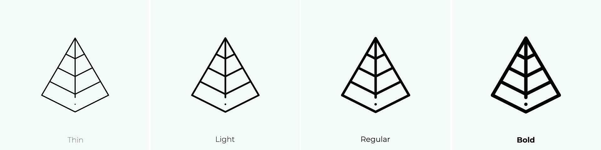 piramide tabel icoon. dun, licht, regelmatig en stoutmoedig stijl ontwerp geïsoleerd Aan wit achtergrond vector