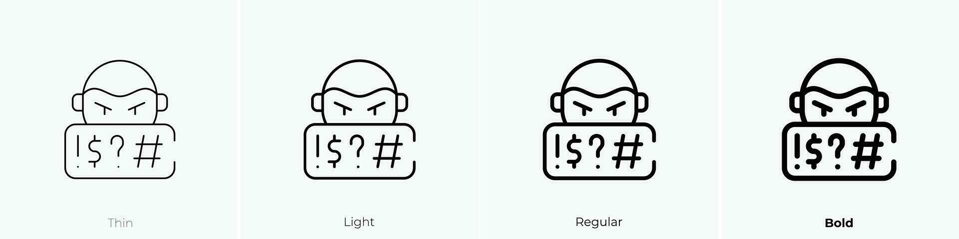 vulgair taalgebruik icoon. dun, licht, regelmatig en stoutmoedig stijl ontwerp geïsoleerd Aan wit achtergrond vector