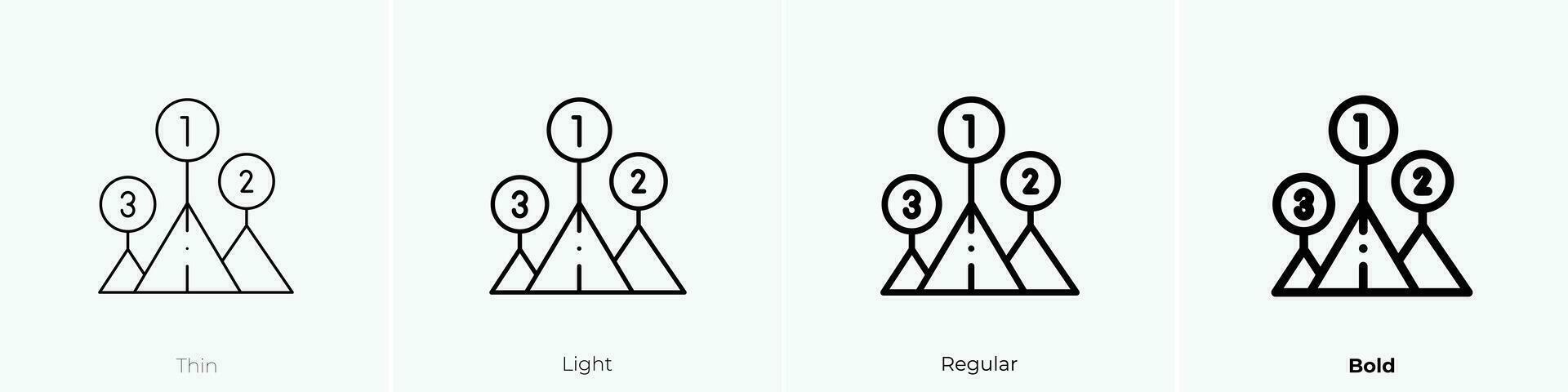 piramide tabel icoon. dun, licht, regelmatig en stoutmoedig stijl ontwerp geïsoleerd Aan wit achtergrond vector