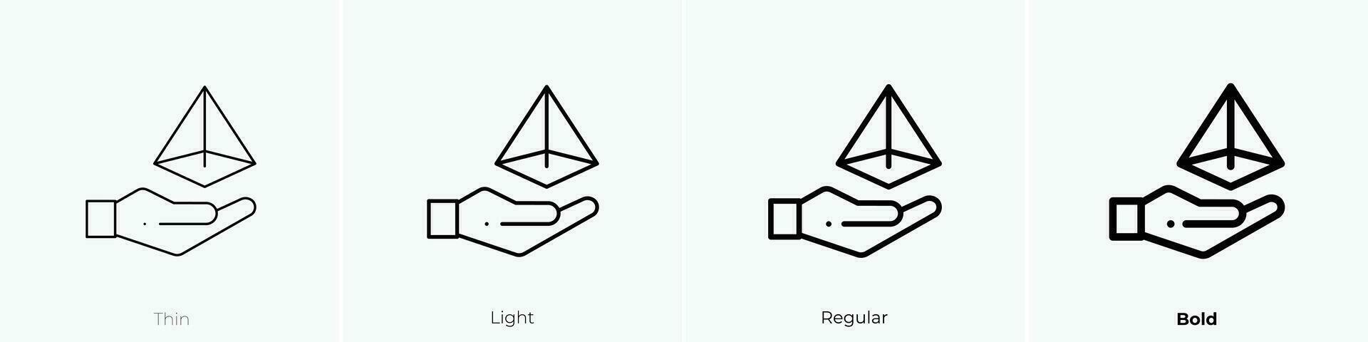 piramide icoon. dun, licht, regelmatig en stoutmoedig stijl ontwerp geïsoleerd Aan wit achtergrond vector