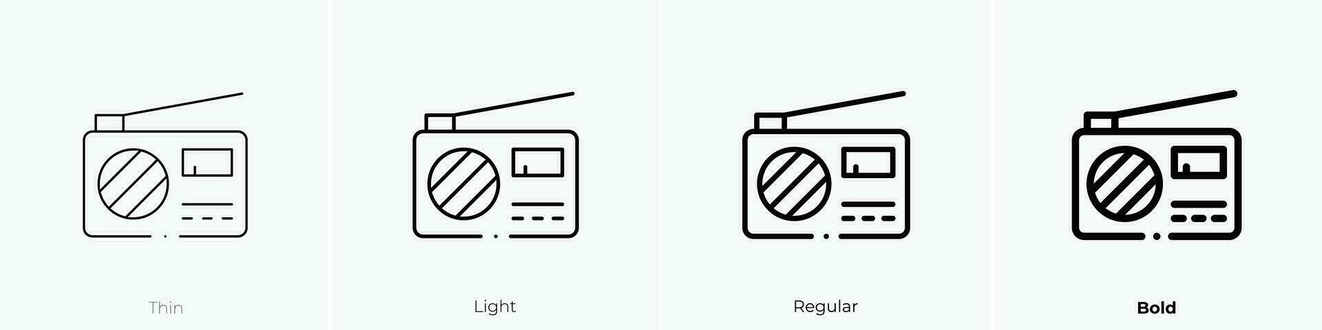 radio icoon. dun, licht, regelmatig en stoutmoedig stijl ontwerp geïsoleerd Aan wit achtergrond vector