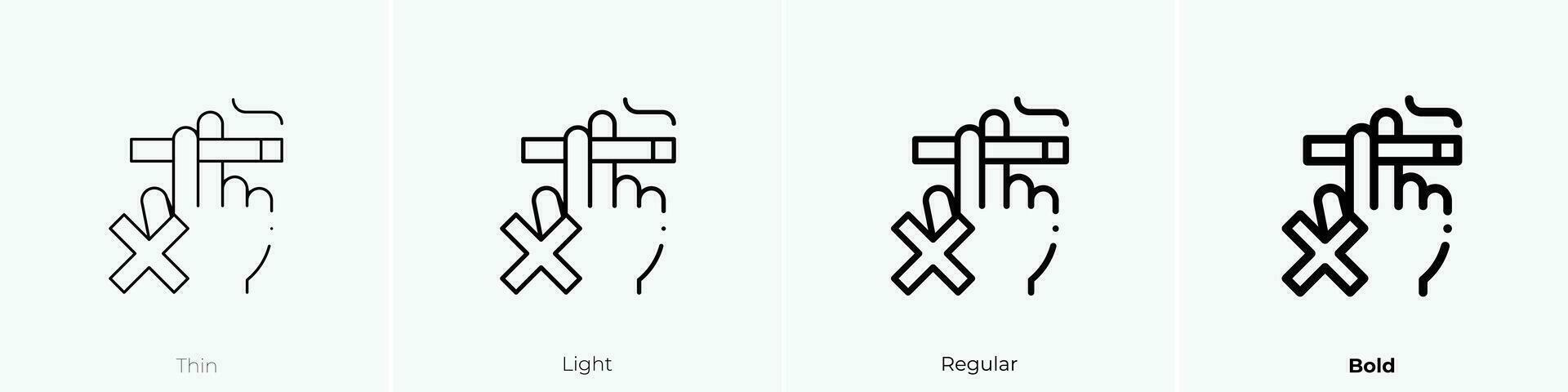 stoppen roken icoon. dun, licht, regelmatig en stoutmoedig stijl ontwerp geïsoleerd Aan wit achtergrond vector