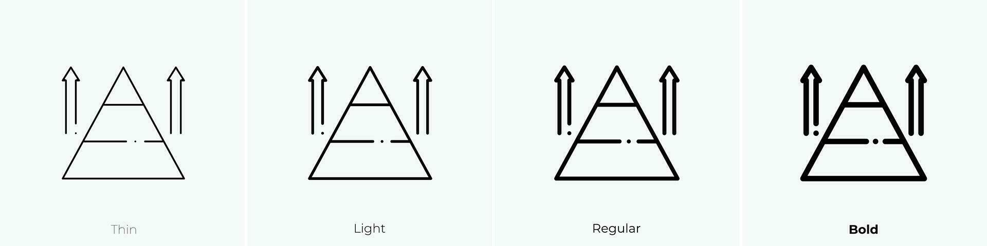 piramide icoon. dun, licht, regelmatig en stoutmoedig stijl ontwerp geïsoleerd Aan wit achtergrond vector