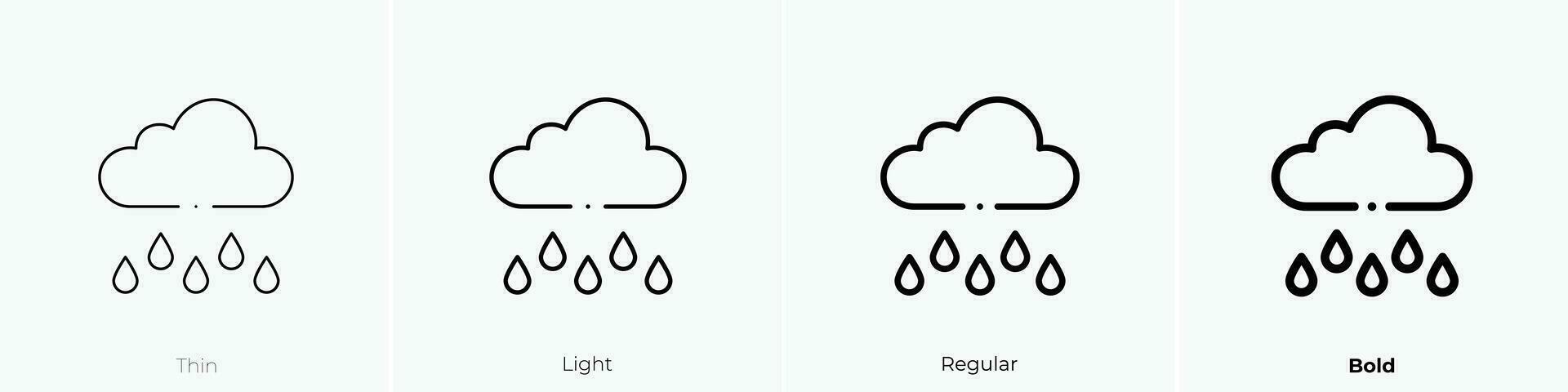 regenen icoon. dun, licht, regelmatig en stoutmoedig stijl ontwerp geïsoleerd Aan wit achtergrond vector