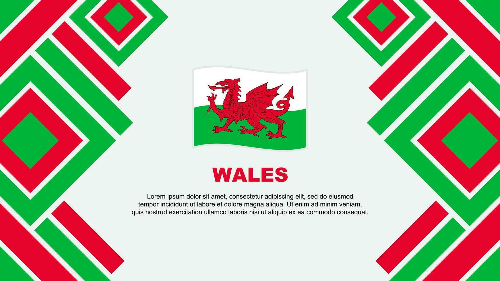 Wales vlag abstract achtergrond ontwerp sjabloon. Wales onafhankelijkheid dag banier behang vector illustratie. Wales