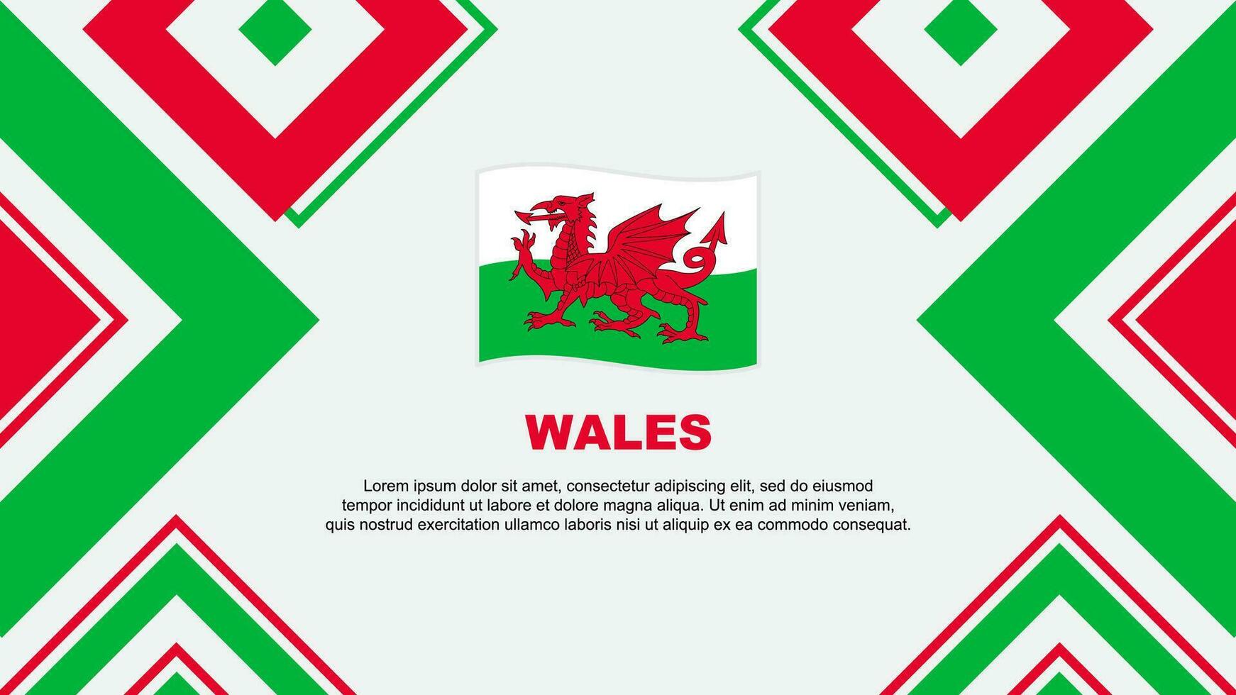 Wales vlag abstract achtergrond ontwerp sjabloon. Wales onafhankelijkheid dag banier behang vector illustratie. Wales onafhankelijkheid dag
