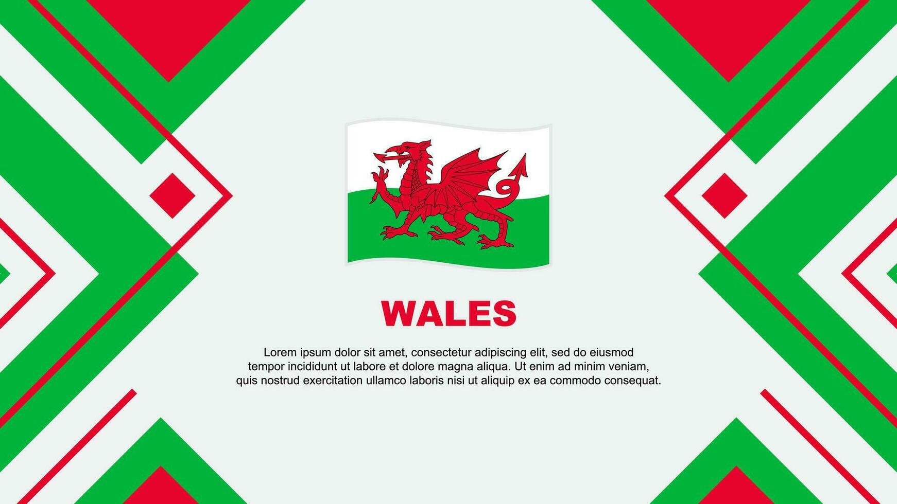 Wales vlag abstract achtergrond ontwerp sjabloon. Wales onafhankelijkheid dag banier behang vector illustratie. Wales illustratie