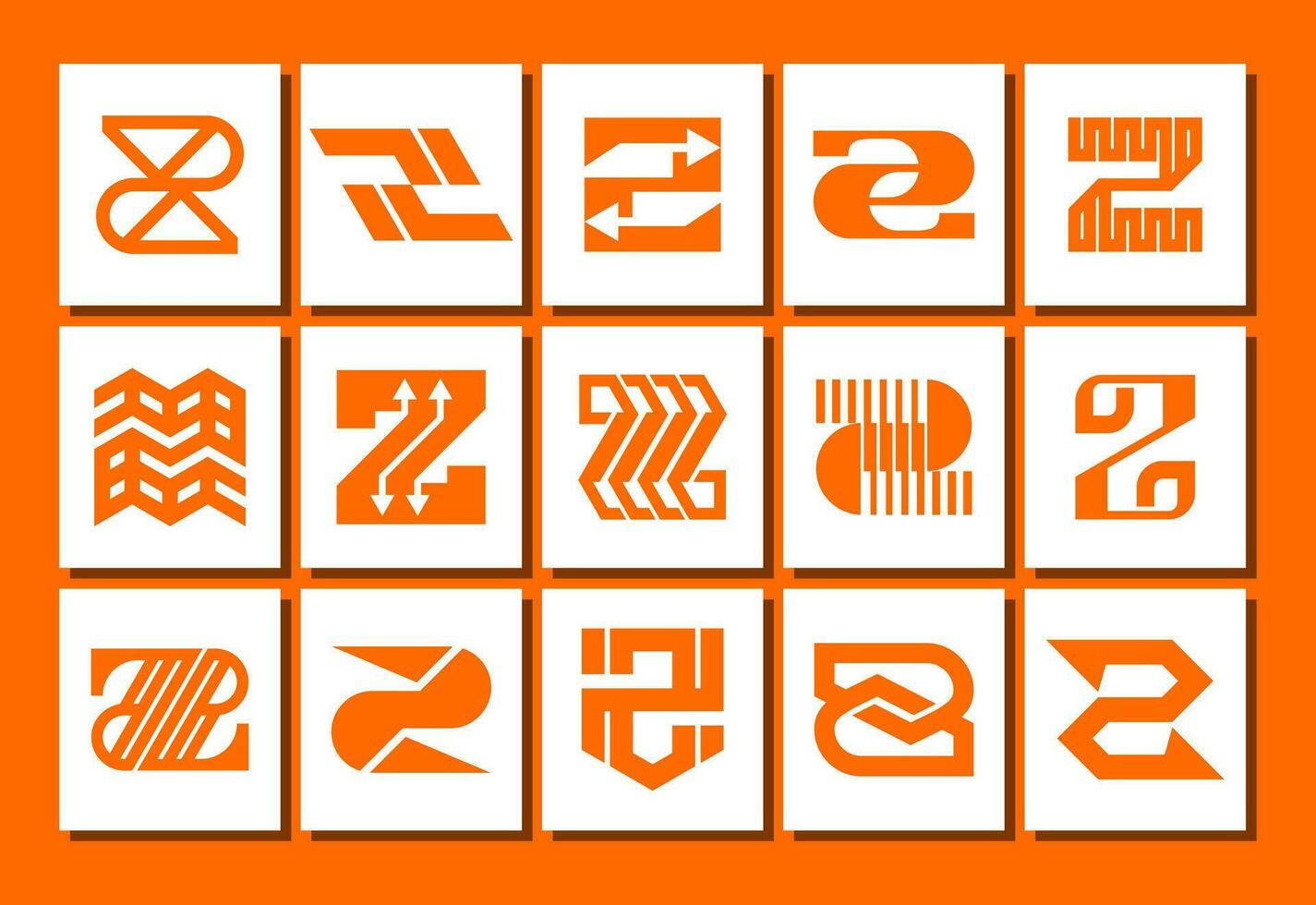 modern scherp lijn brief z logo, aantal 2 symbool ontwerp reeks vector