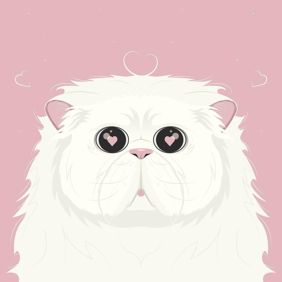 st. Valentijn illustratie van de kat met hart ogen Aan romantisch roze achtergrond vector