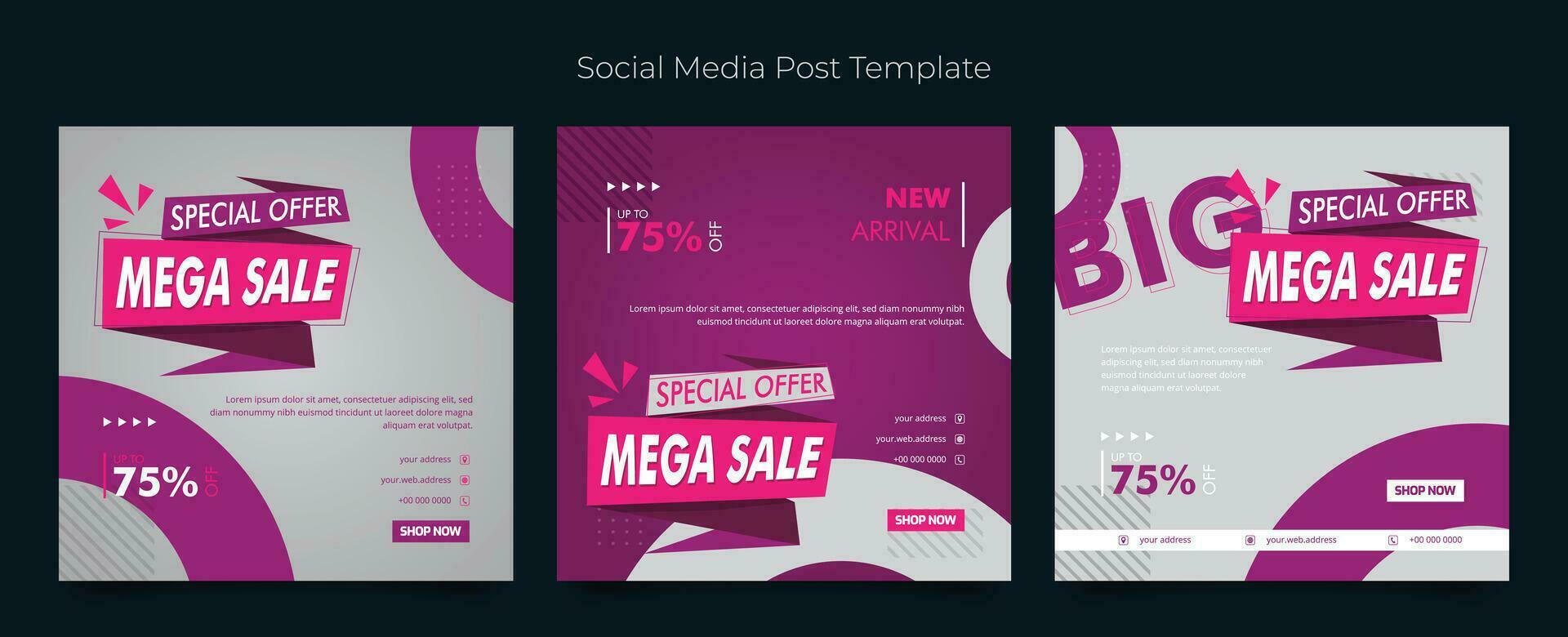 sociaal media sjabloon met gemakkelijk lint in Purper wit achtergrond voor Product reclame ontwerp vector