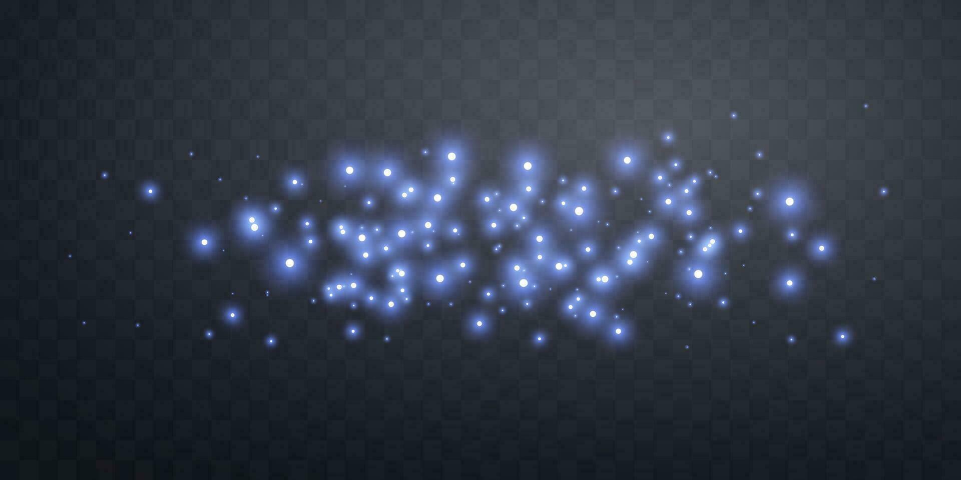 blauw magie vonken en stof sterren. blauw gloed gloed licht effect. Kerstmis licht effect. vector