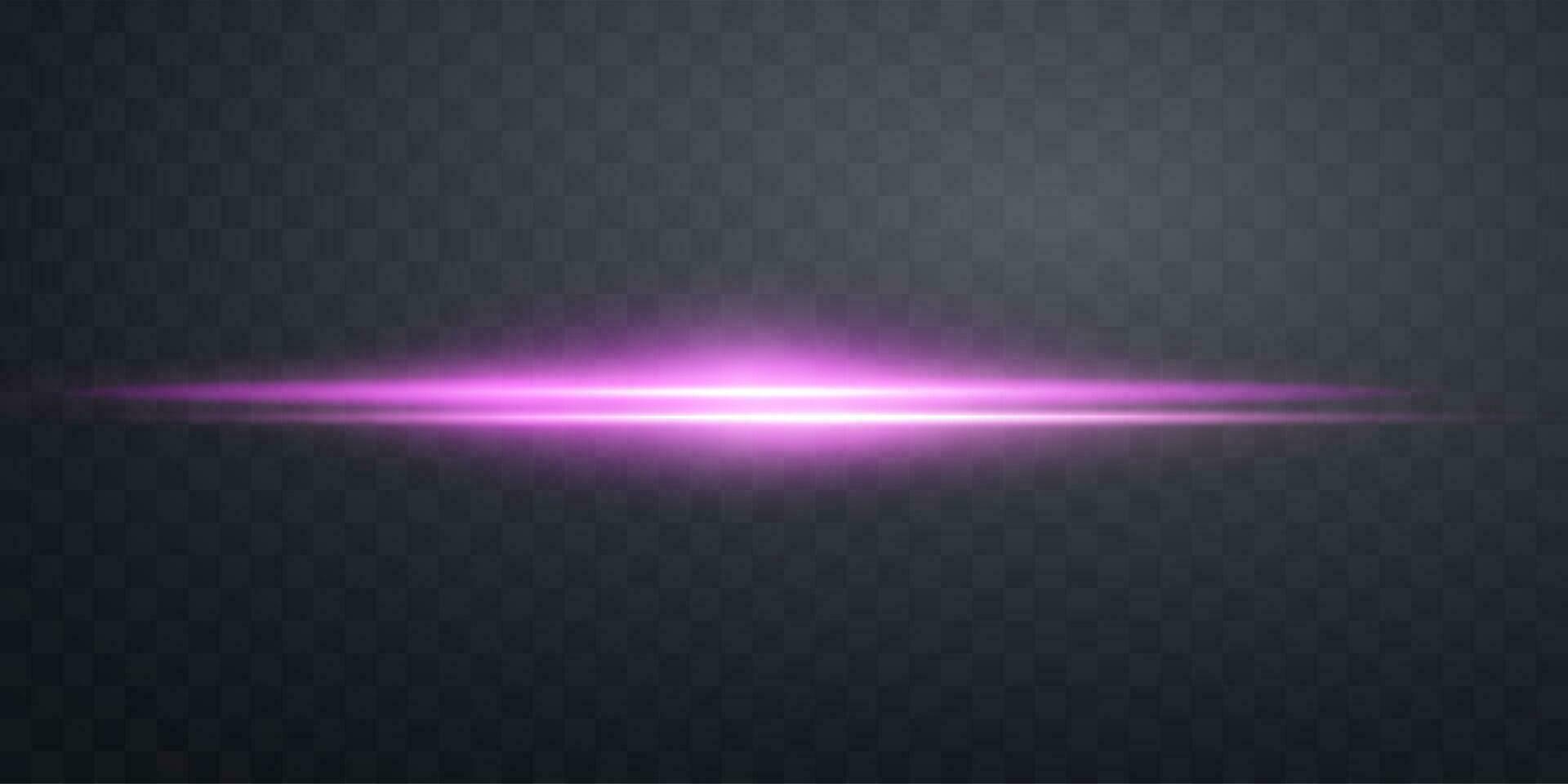roze horizontaal Lens flare. licht flash met stralen schijnwerper. roze gloed gloed licht effect. vector illustratie.