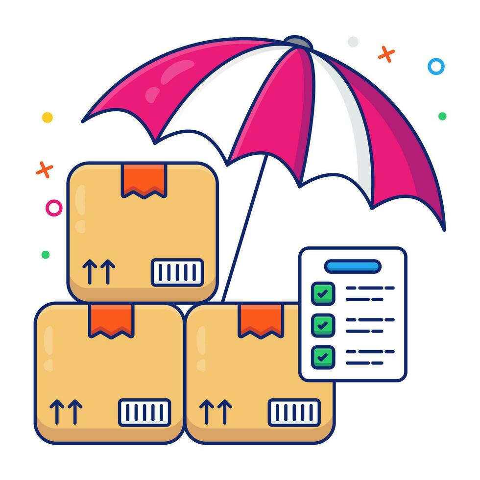 dozen onder paraplu, Diversen icoon van pakket verzekering vector