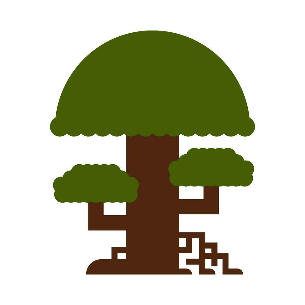 schaduwrijk groen boom vlak illustratie vector