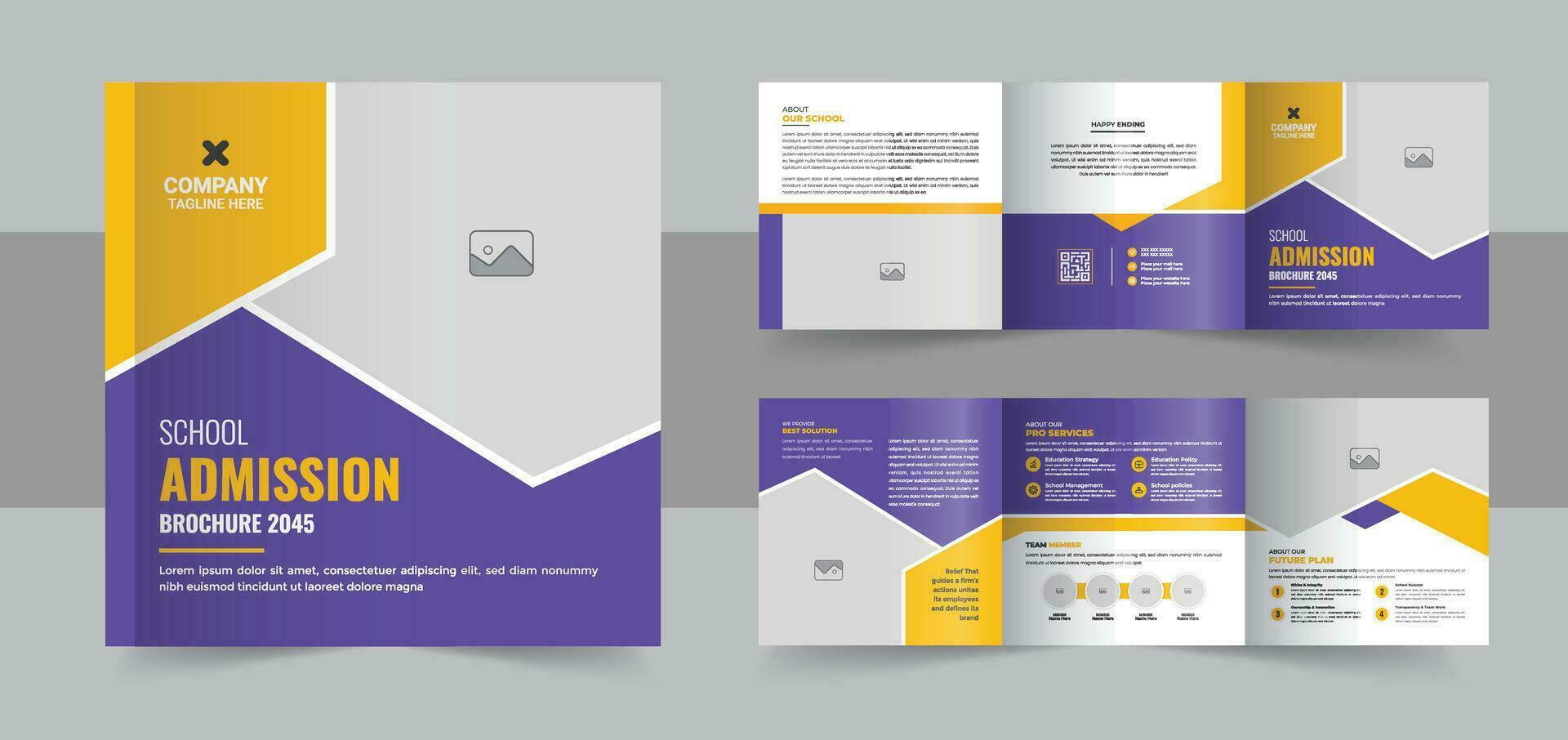 kinderen school- toelating plein drievoud brochure, school- drievoud brochure ontwerp, terug naar school- toelating drievoud brochure ontwerp sjabloon of zakelijke plein drievoud brochure lay-out vector