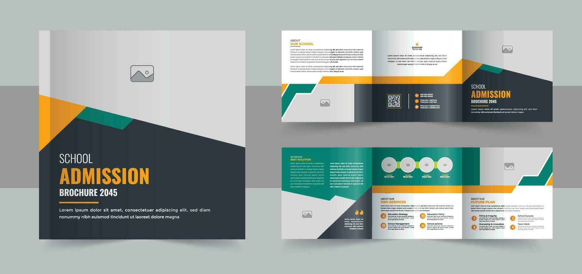 kinderen school- toelating plein drievoud brochure, abstract onderwijs plein bedrijf brochure sjabloon ontwerp vector