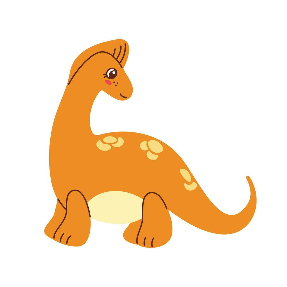 schattig gekleurde dinosaurus tekening. vector illustratie in tekenfilm stijl geïsoleerd Aan wit.