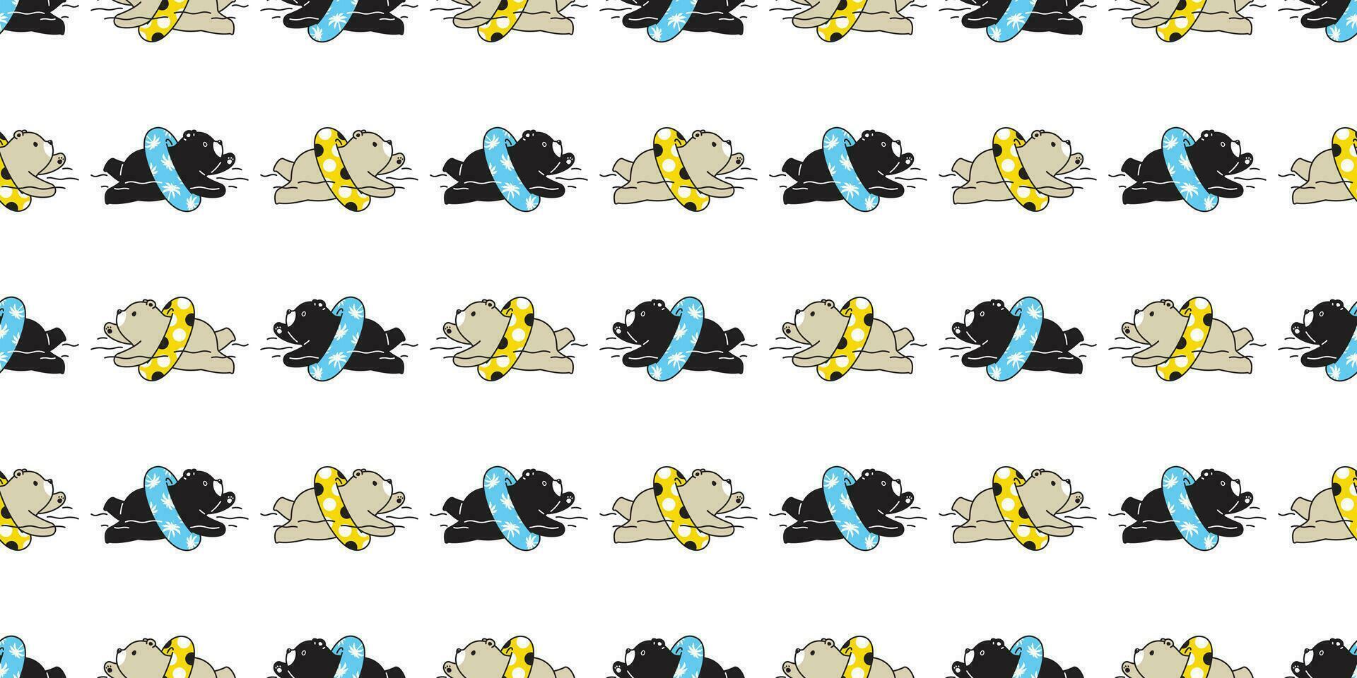 beer naadloos patroon polair beer vector zwemmen ring sjaal geïsoleerd teddy zwembad oceaan zomer strand tekenfilm herhaling achtergrond tegel behang tekening illustratie ontwerp