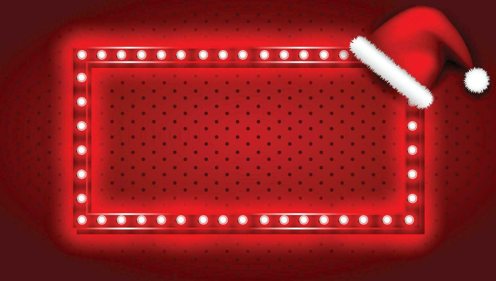 retro Kerstmis licht teken met de kerstman claus hoed Aan rood achtergrond vector