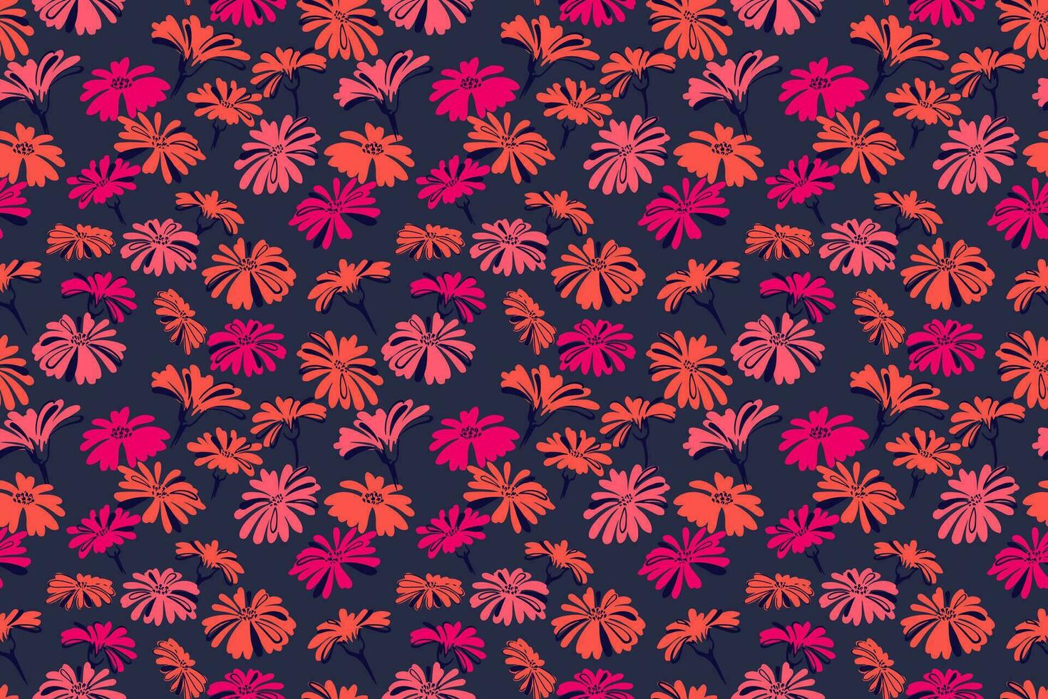 naadloos patroon met abstract, kleurrijk bloemen. vector hand- getrokken vorm gemakkelijk bloemen. ditsy bloemen. sjabloon voor ontwerp, mode, kleding stof, interieur decor, textiel, behang, oppervlakte ontwerp