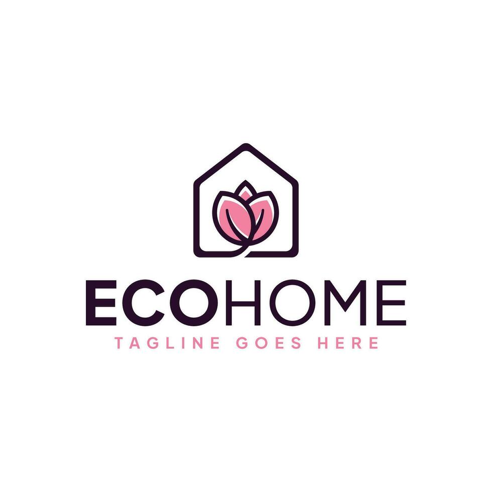 huis icoon met tuin bloem vector logo ontwerp, mooi milieu huis logo ontwerp, natuur icoon sjabloon