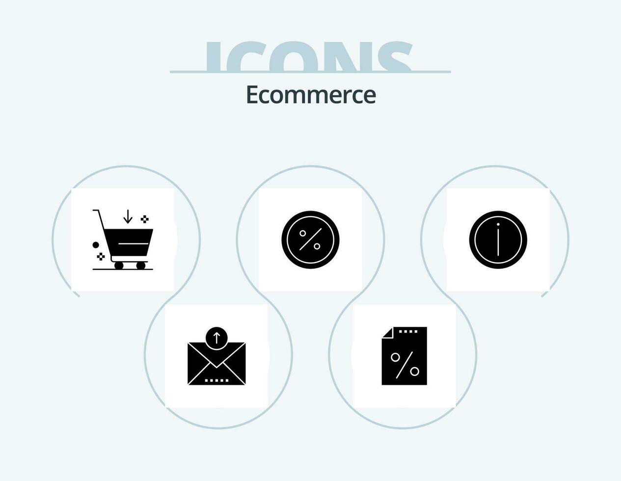 ecommerce glyph icoon pak 5 icoon ontwerp. details. markt. kopen. e-commerce. handel vector