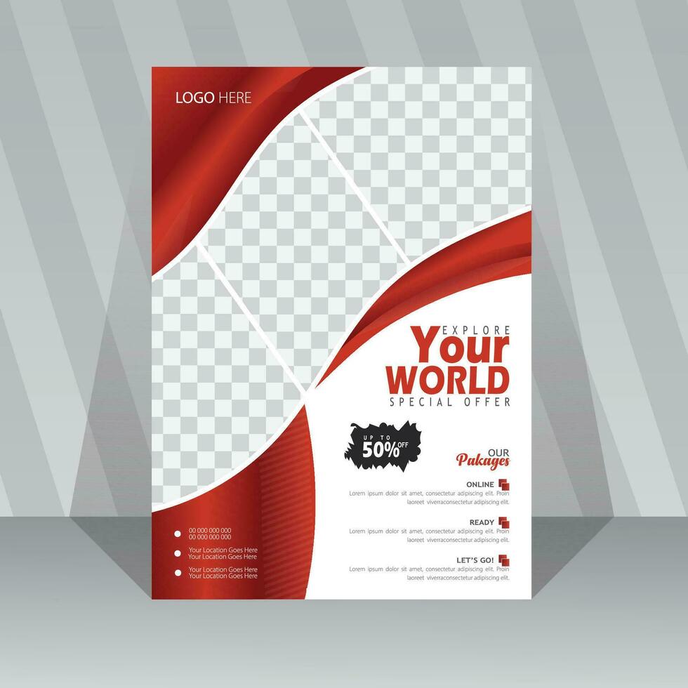 reizen folder sjabloon met abstract achtergrond en modern lay-out gebruik voor advertenties en bedrijf profiel. flyers voor reis, toerisme, avontuur, reis. modern reizen folder sjabloon ontwerp. vector