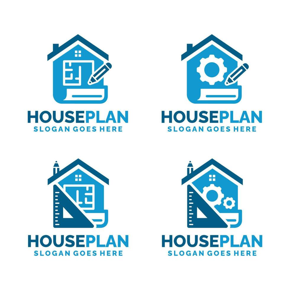 huis plan logo reeks ontwerp vector illustratie. blauwdruk logo reeks