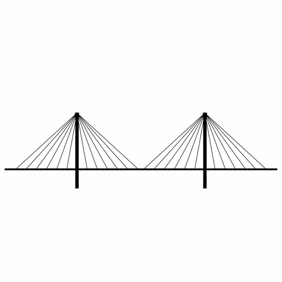 kabel bleef brug silhouet vector. stad brug silhouet kan worden gebruikt net zo icoon, symbool of teken. kabel bleef brug icoon vector voor ontwerp van architectuur, snelweg of stad