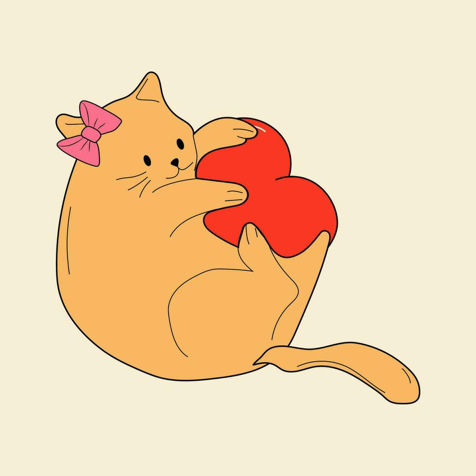 schattig kat met valentijnsdag decoraties. vector illustratie.