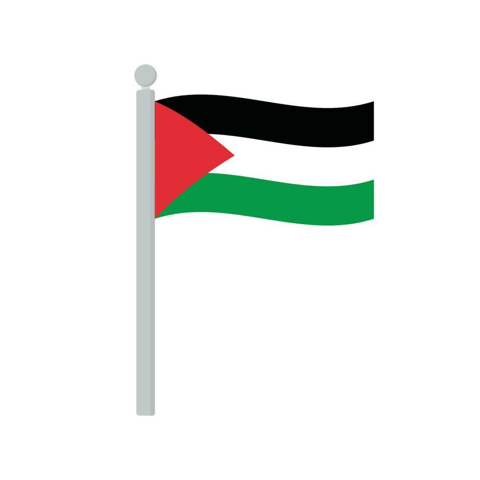 vlag van Palestina Aan vlaggenmast geïsoleerd vector