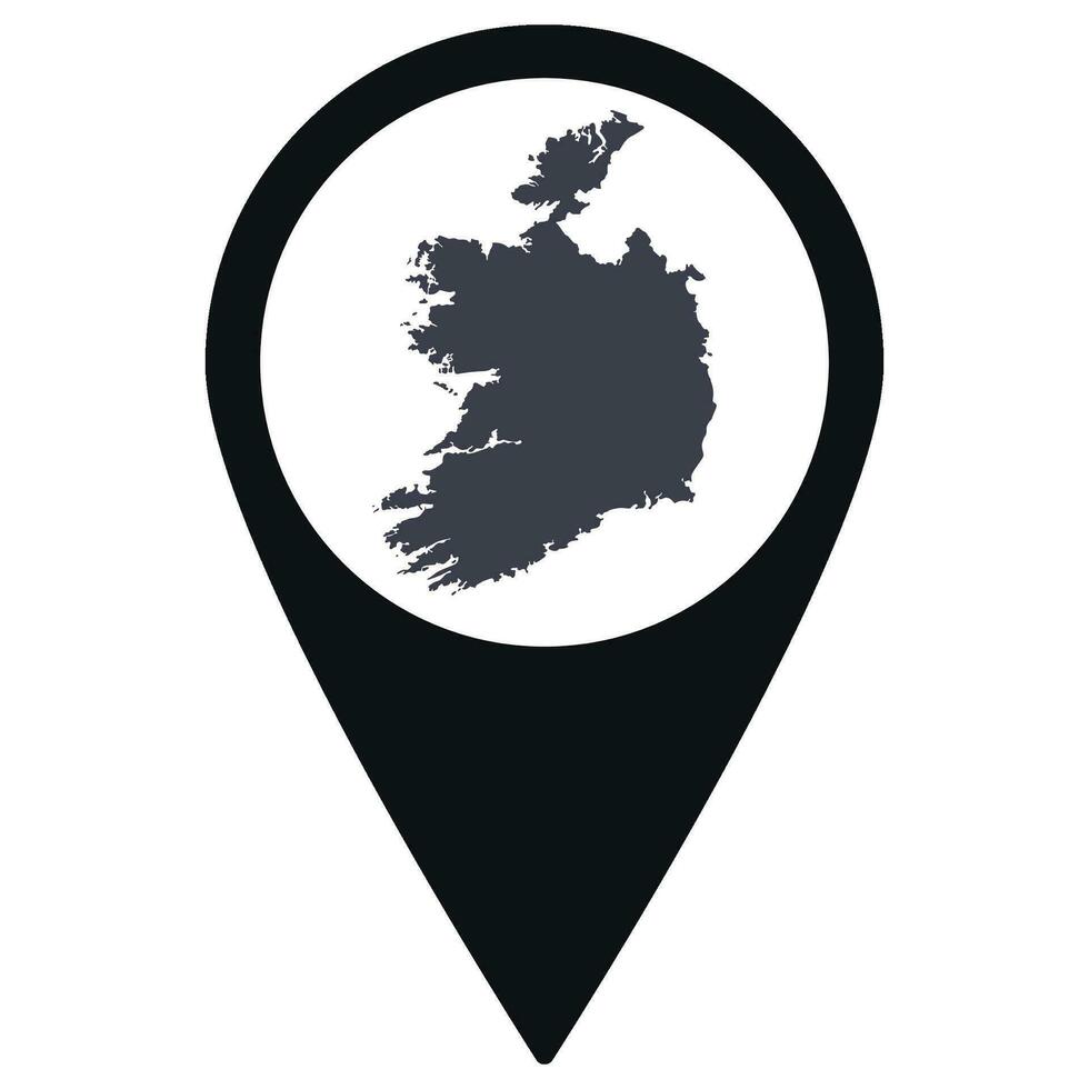 zwart wijzer of pin plaats met Ierland kaart binnen. kaart van Ierland vector