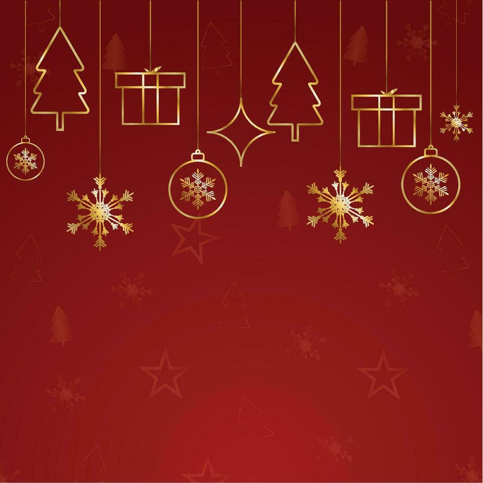 sociaal media post ontwerp voor vrolijk Kerstmis met gouden boom en snoep met gouden geschenk doos vector