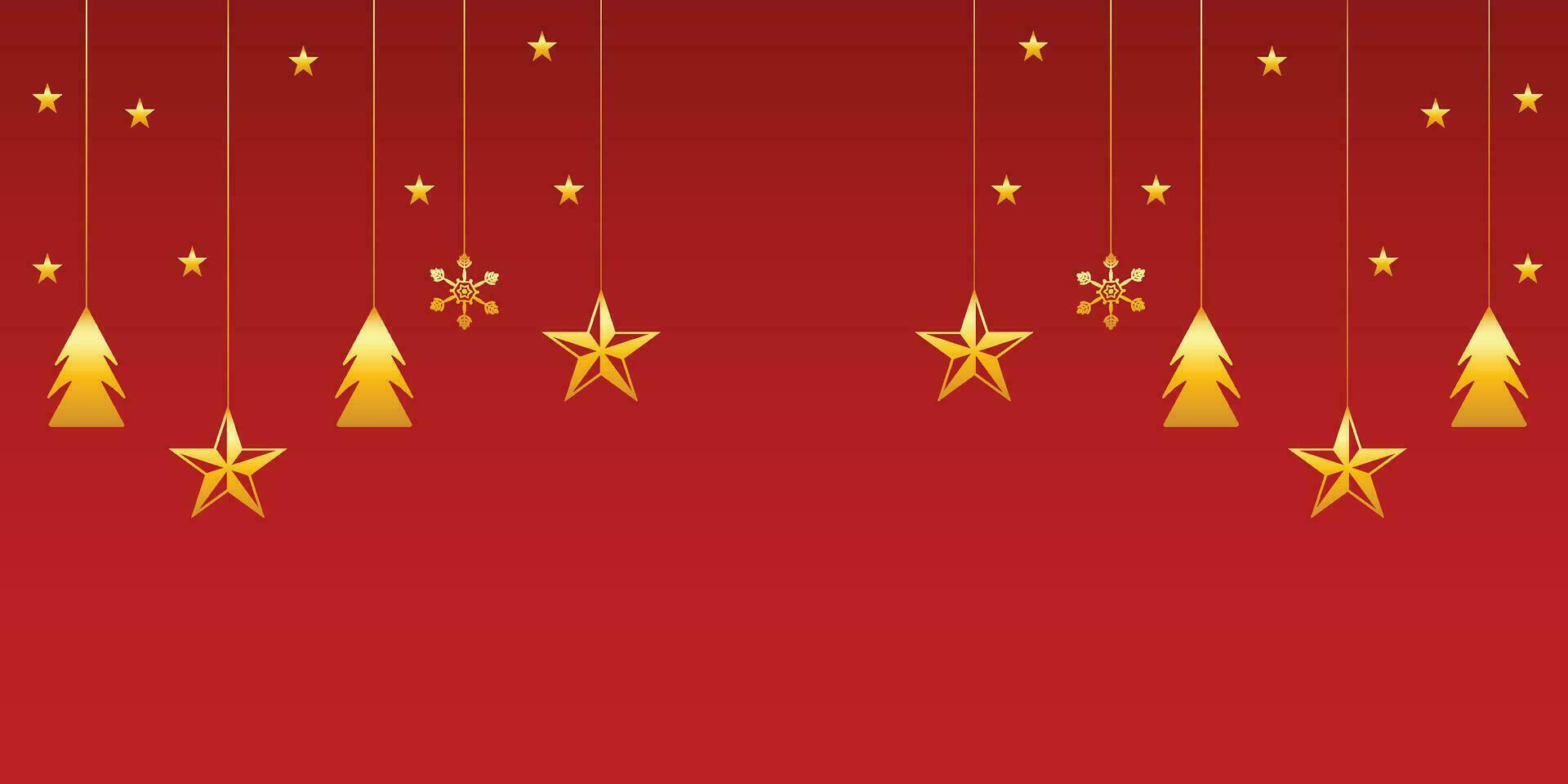 vrolijk Kerstmis banier met gouden sterren en gouden boom vector