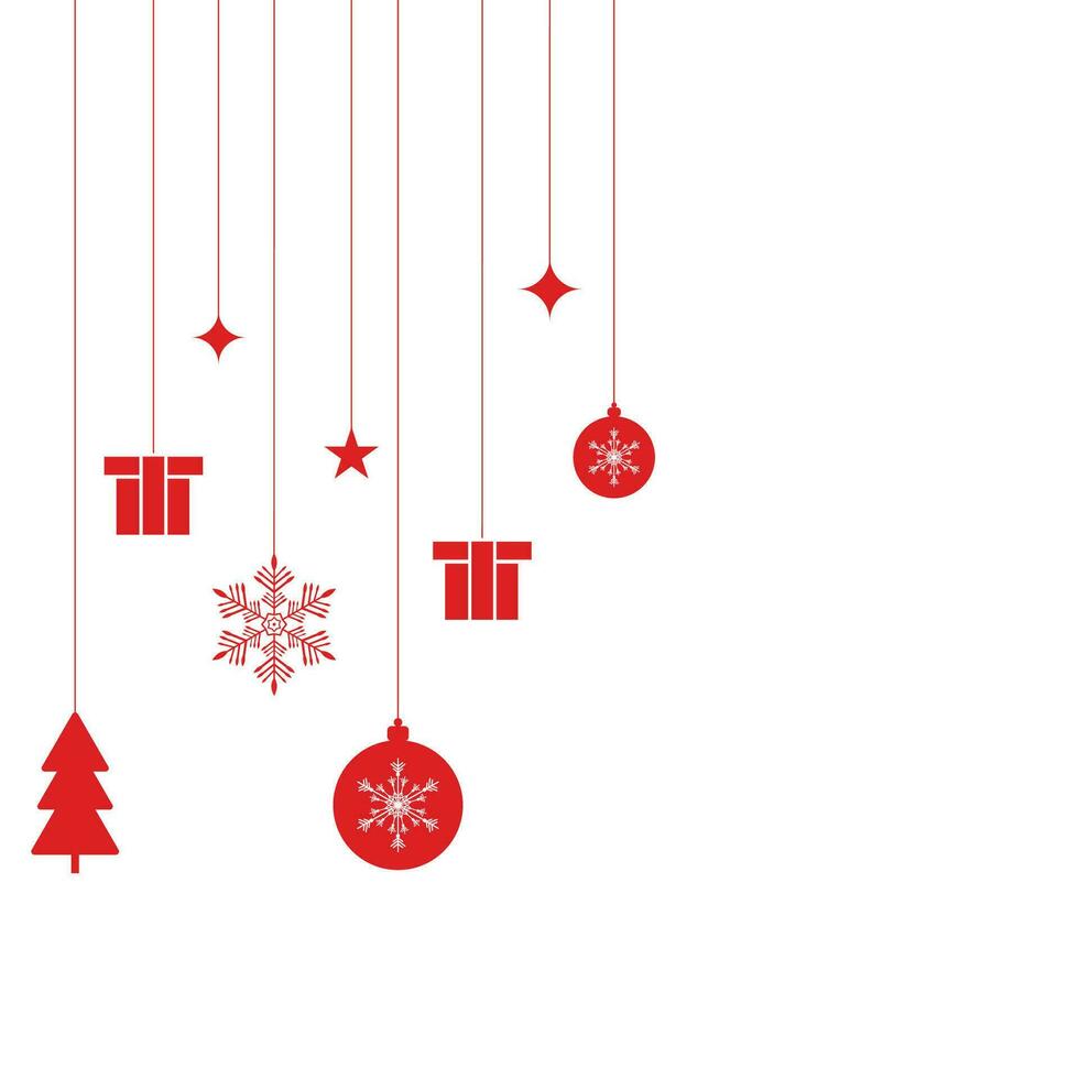 sociaal media post ontwerp vrolijk Kerstmis wit achtergrond met boom en ballen met sterren en sneeuwvlok vector