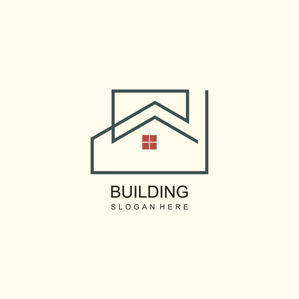 gebouw logo met lijn kunst concept vector