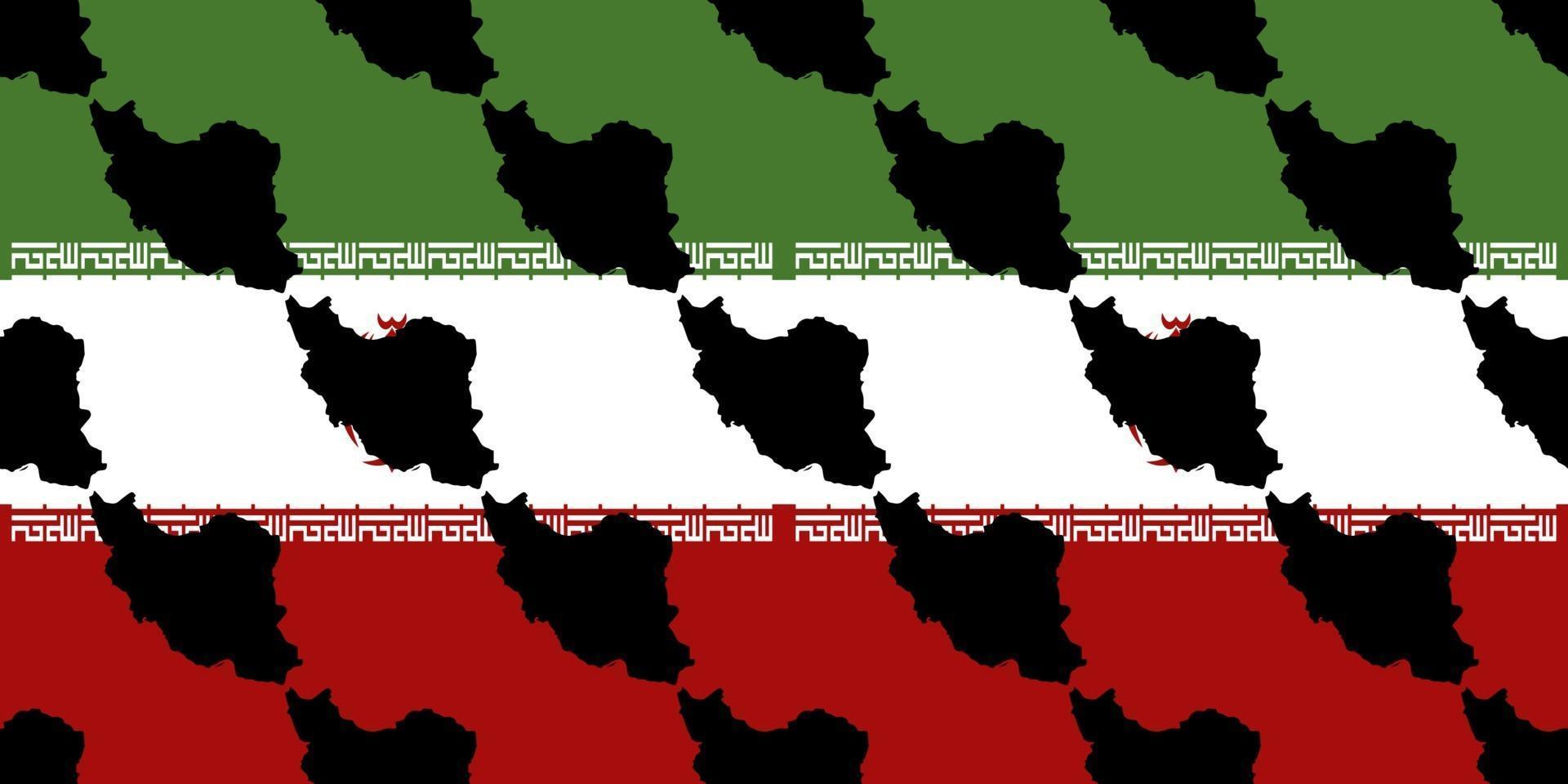 naadloze patroon van iran kaart silhouet geïsoleerd op iran vlag achtergrond. pakken voor decoratief papier, verpakkingen, omslagen, cadeaupapier en huisinrichting. vector illustratie eps10.