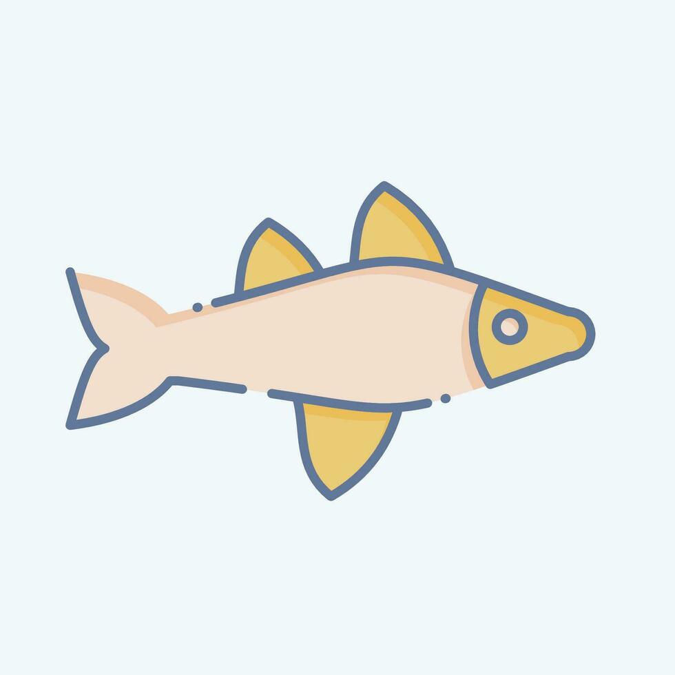 icoon vis. verwant naar zee symbool. tekening stijl. gemakkelijk ontwerp bewerkbaar. gemakkelijk illustratie vector
