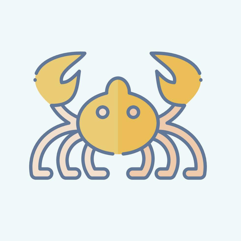 icoon krab. verwant naar zee symbool. tekening stijl. gemakkelijk ontwerp bewerkbaar. gemakkelijk illustratie vector