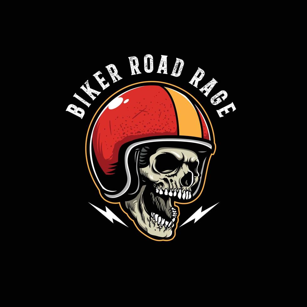 biker road rage schedel en helm vector