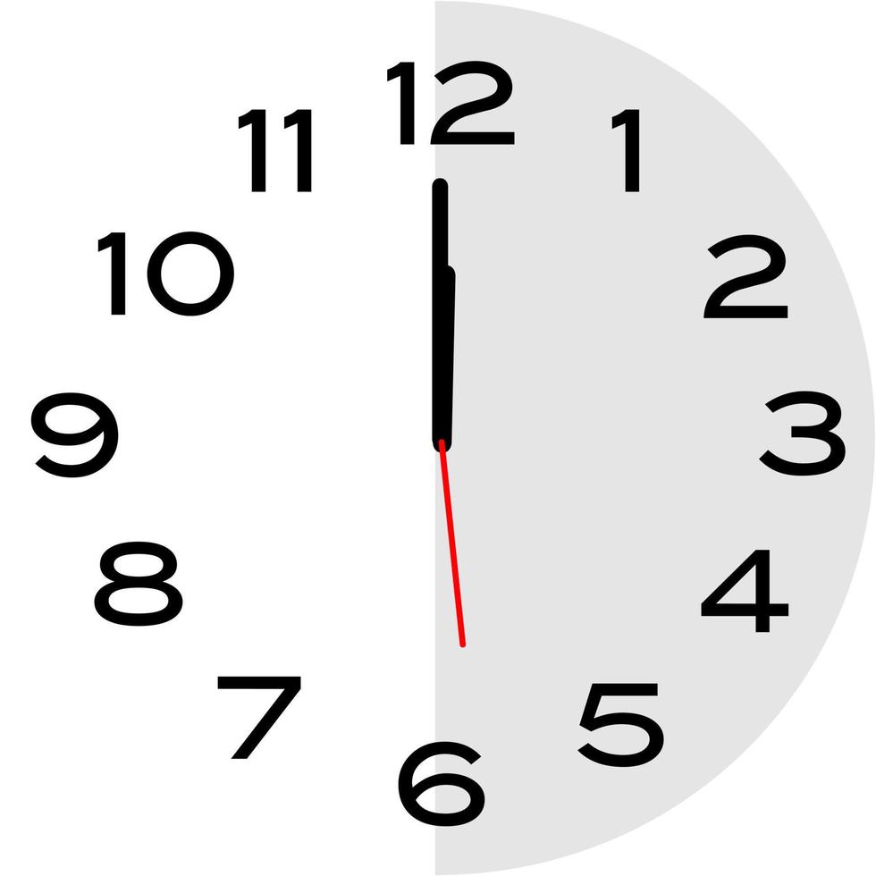 12 uur of middernacht analoge klokpictogram vector
