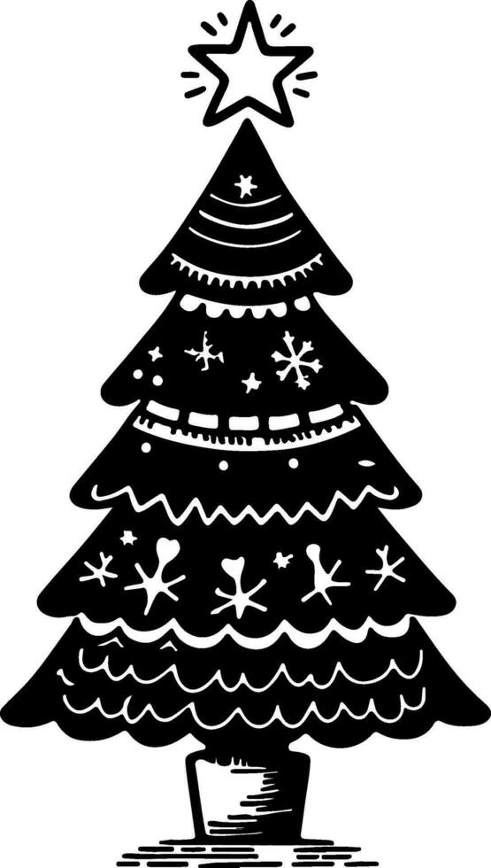 tekening lijn klein Kerstmis boom vector illustratie van hand- getrokken contouren silhouetten ontwerp Aan wit achtergrond