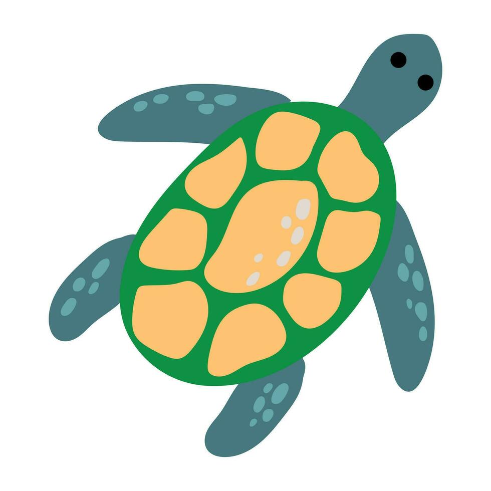 schattig hand- getrokken zee schildpad vector