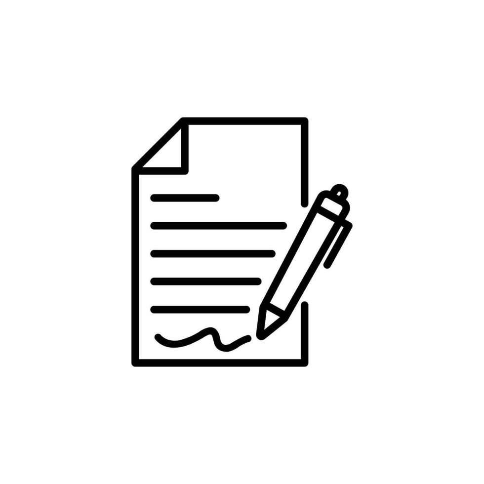eps10 vector zwart pen ondertekening een contract icoon met handtekening geïsoleerd Aan wit achtergrond